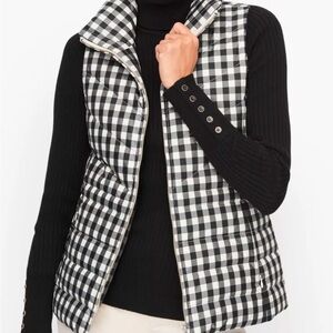 Talbots Black and White Gingham Vest